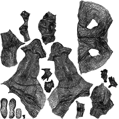 3D scanned man sitting casual, photorealistic archviz people for Enscape and SketchUp, wireframe top-down view