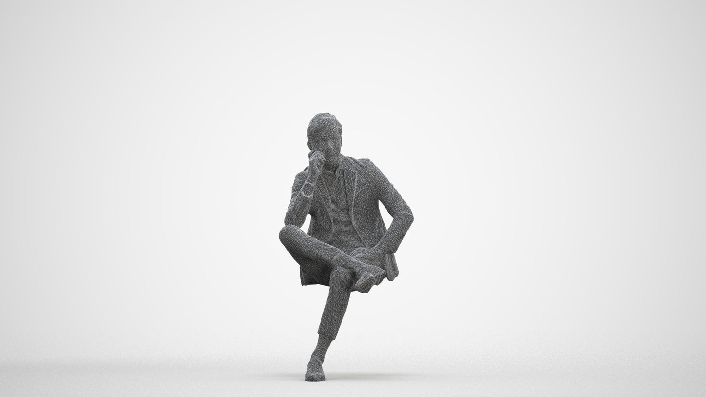 photogrammetry 3D man business, realistic human model archviz FBX, three-quarter front view render