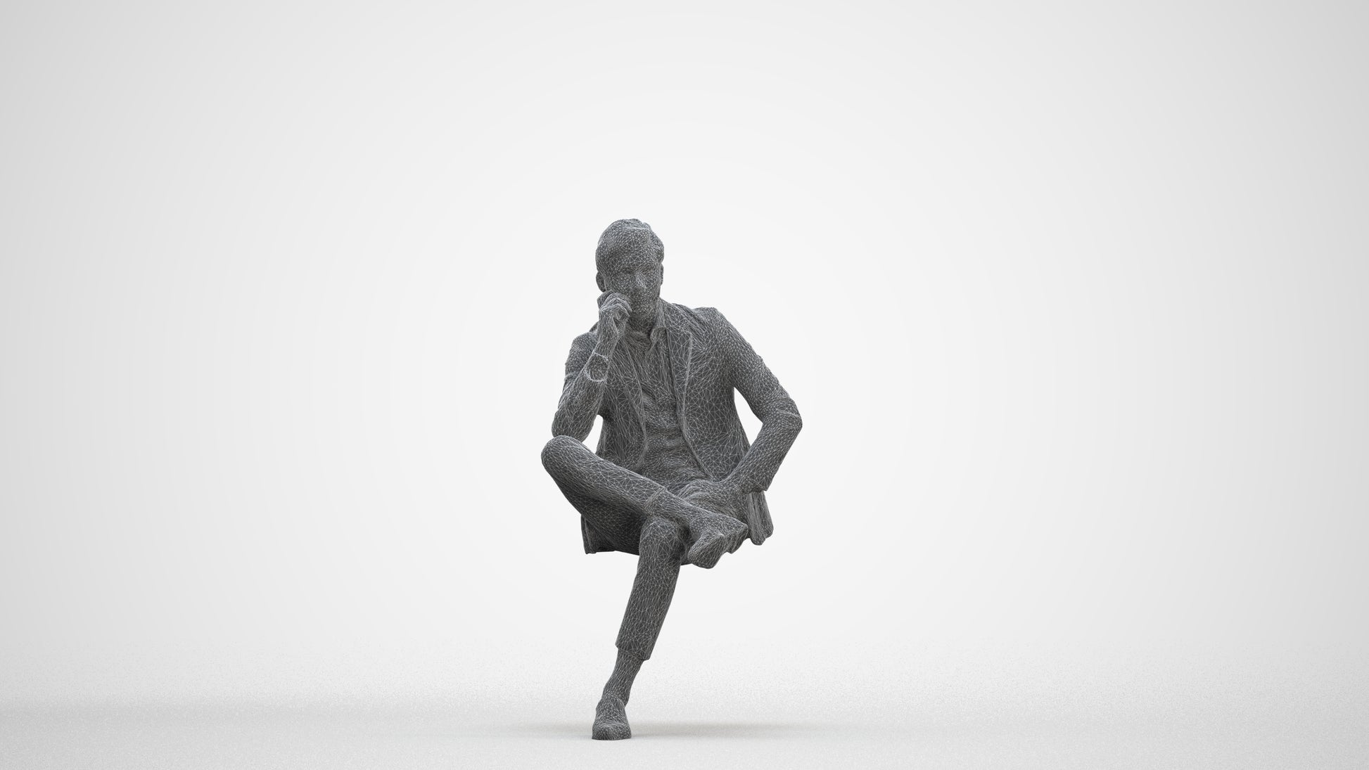 photogrammetry 3D man business, realistic human model archviz FBX, three-quarter front view render
