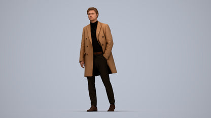 photogrammetry 3D man business walking, realistic human model archviz FBX, top-down view render