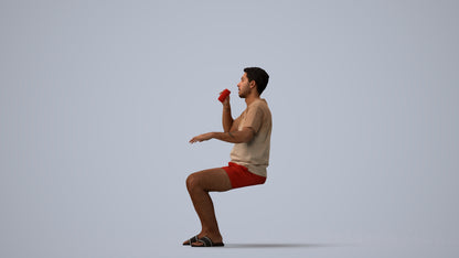 3D scanned man sitting casual, photorealistic archviz people for Enscape and SketchUp, three-quarter view render