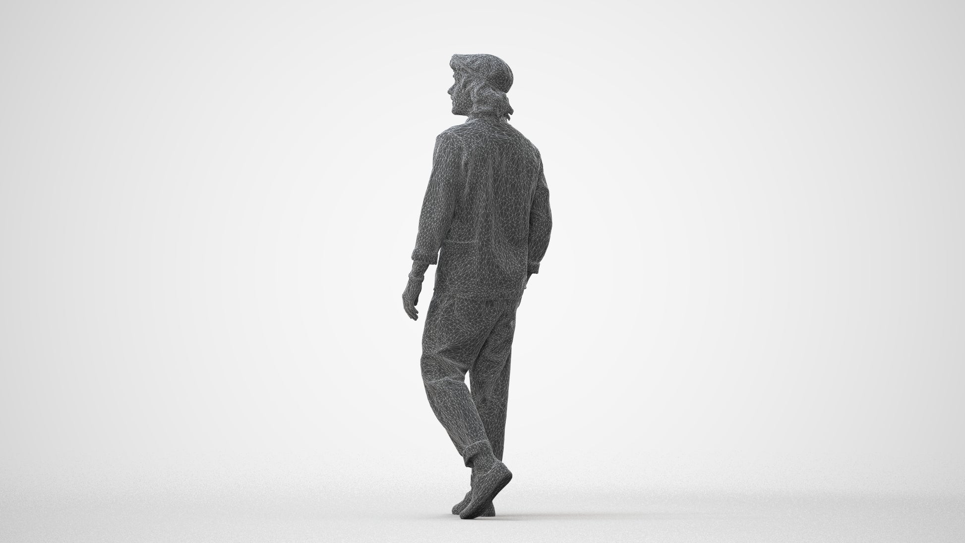 3D human model man casual walking, photogrammetry scanned person for archviz, square thumbnail