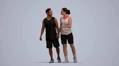 3D human model woman sport, photogrammetry scanned person for archviz, standing pose render
