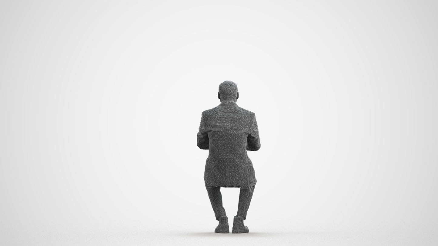realistic 3D people man business, render-ready for V-Ray and Corona, FBX OBJ, wireframe front view