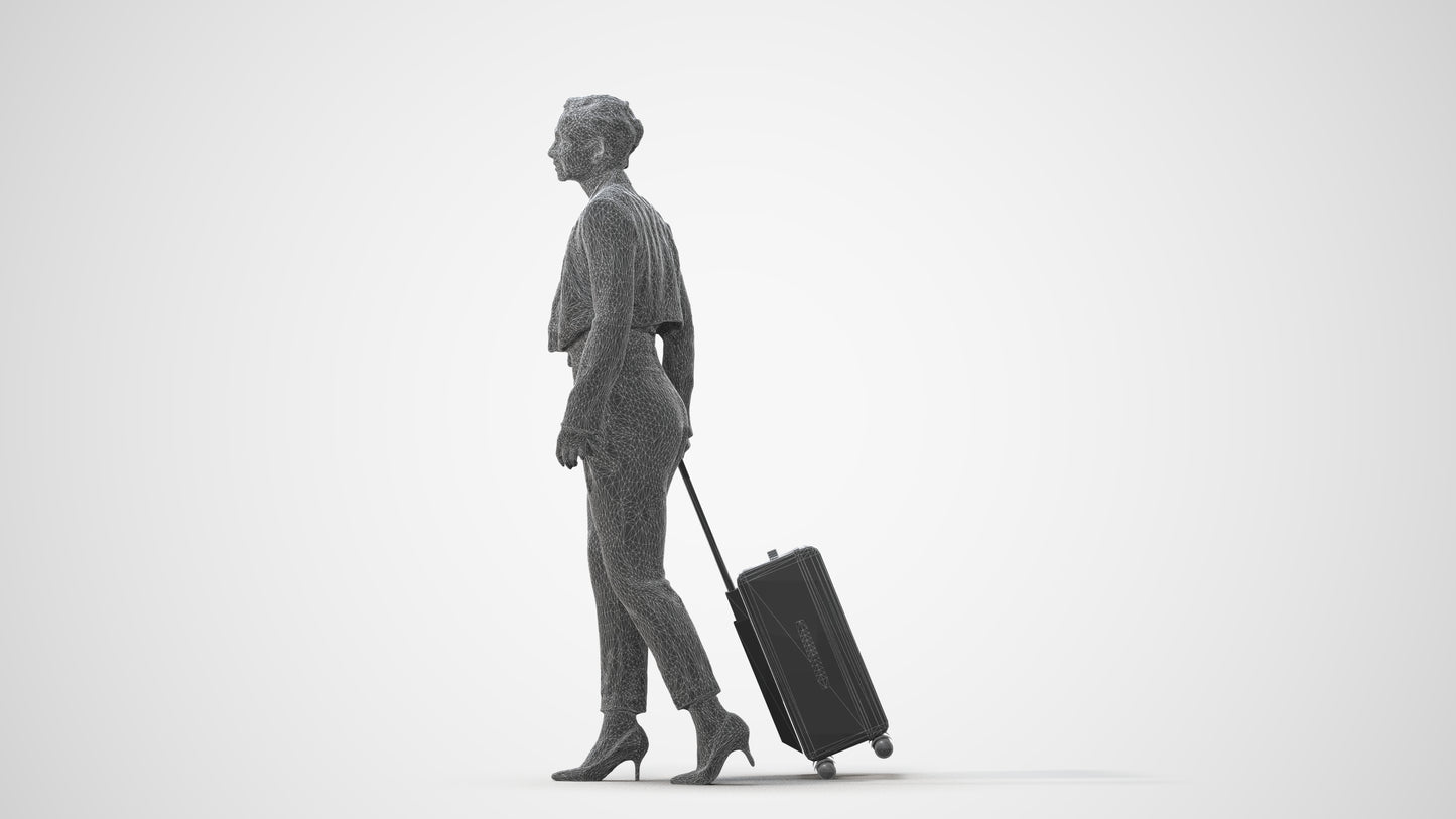 3D human model woman business, photogrammetry scanned person for archviz, square thumbnail