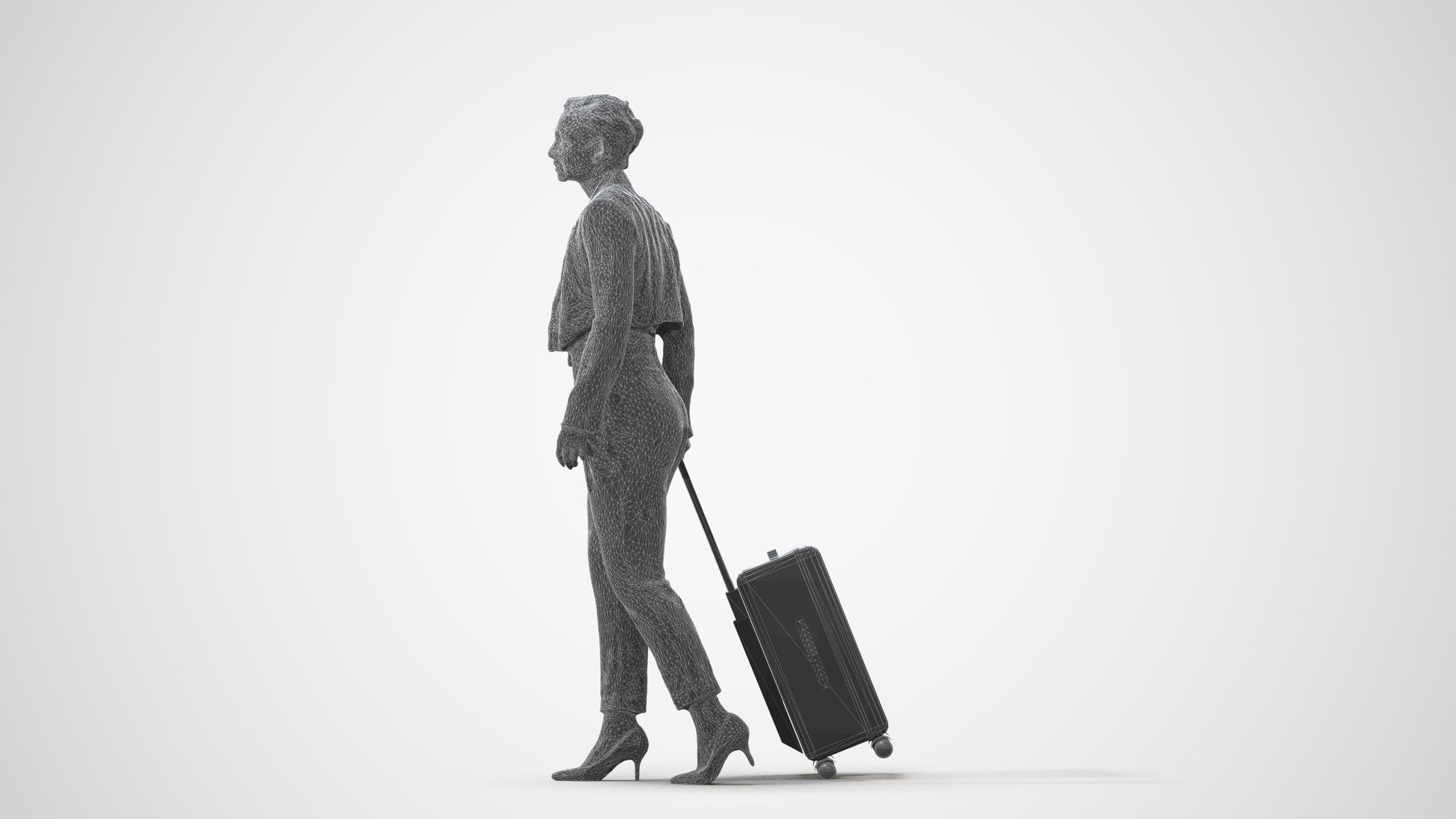 3D human model woman business, photogrammetry scanned person for archviz, square thumbnail