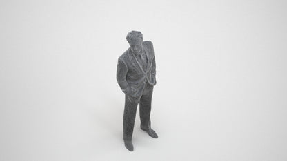 3D scanned man business, photorealistic archviz people for Enscape and SketchUp, wireframe three-quarter view
