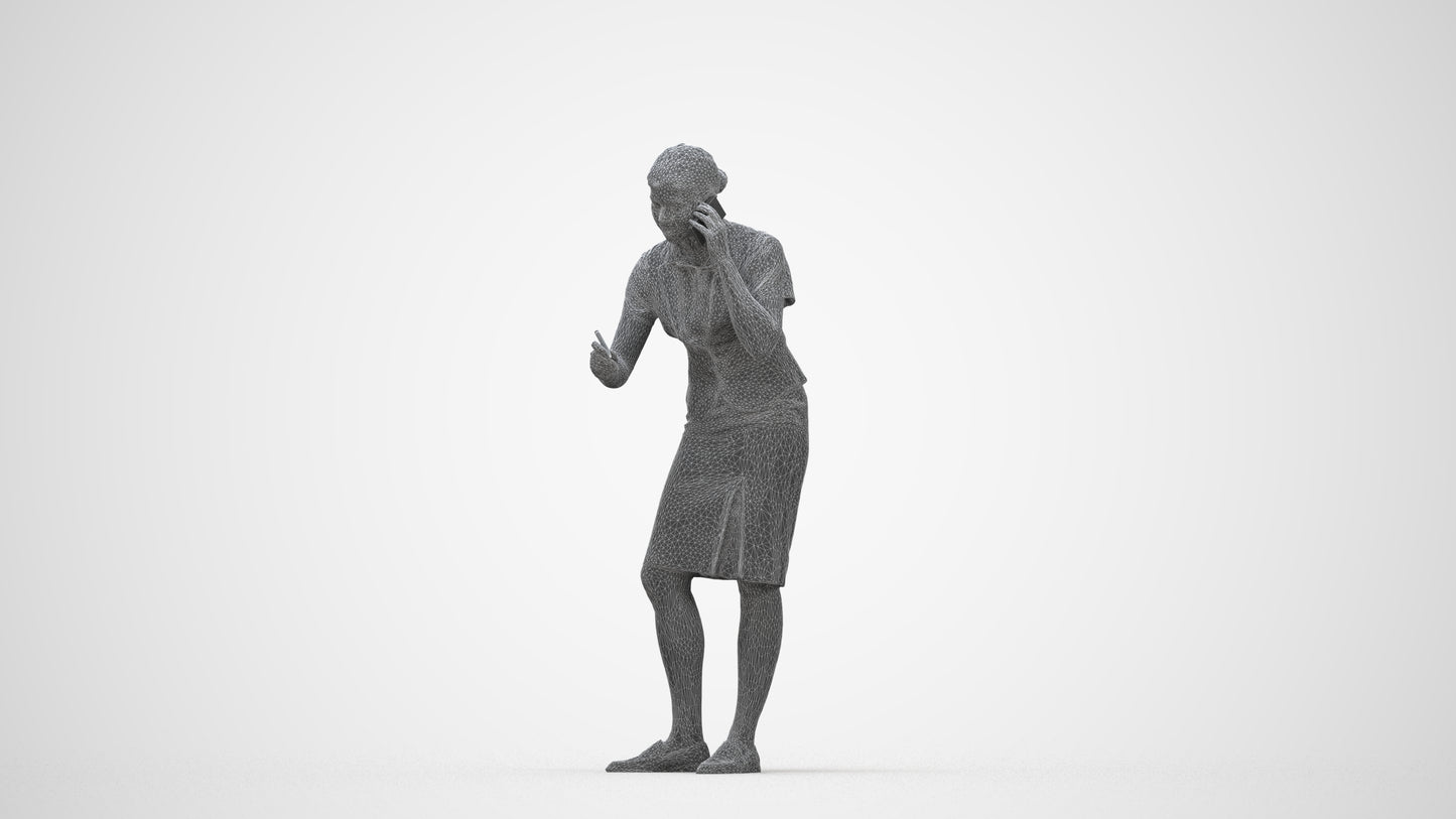 realistic 3D woman hospitality, scanned archviz people for Blender and 3ds Max, wireframe back view