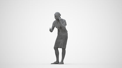 realistic 3D woman hospitality, scanned archviz people for Blender and 3ds Max, wireframe back view