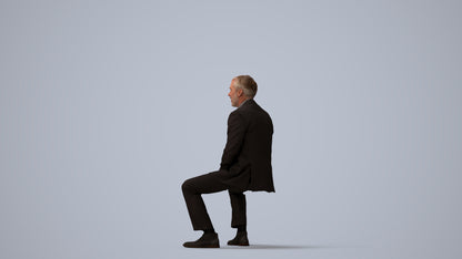 realistic 3D human man business, archviz people FBX OBJ for Blender, three-quarter view render