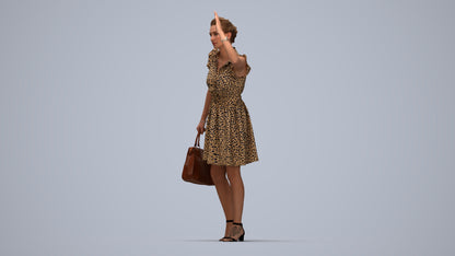 realistic 3D people woman casual standing, render-ready for V-Ray and Corona, FBX OBJ, top-down view render