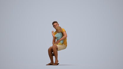 scanned 3D boy casual kids, photogrammetry people for Enscape and V-Ray, top-down view render