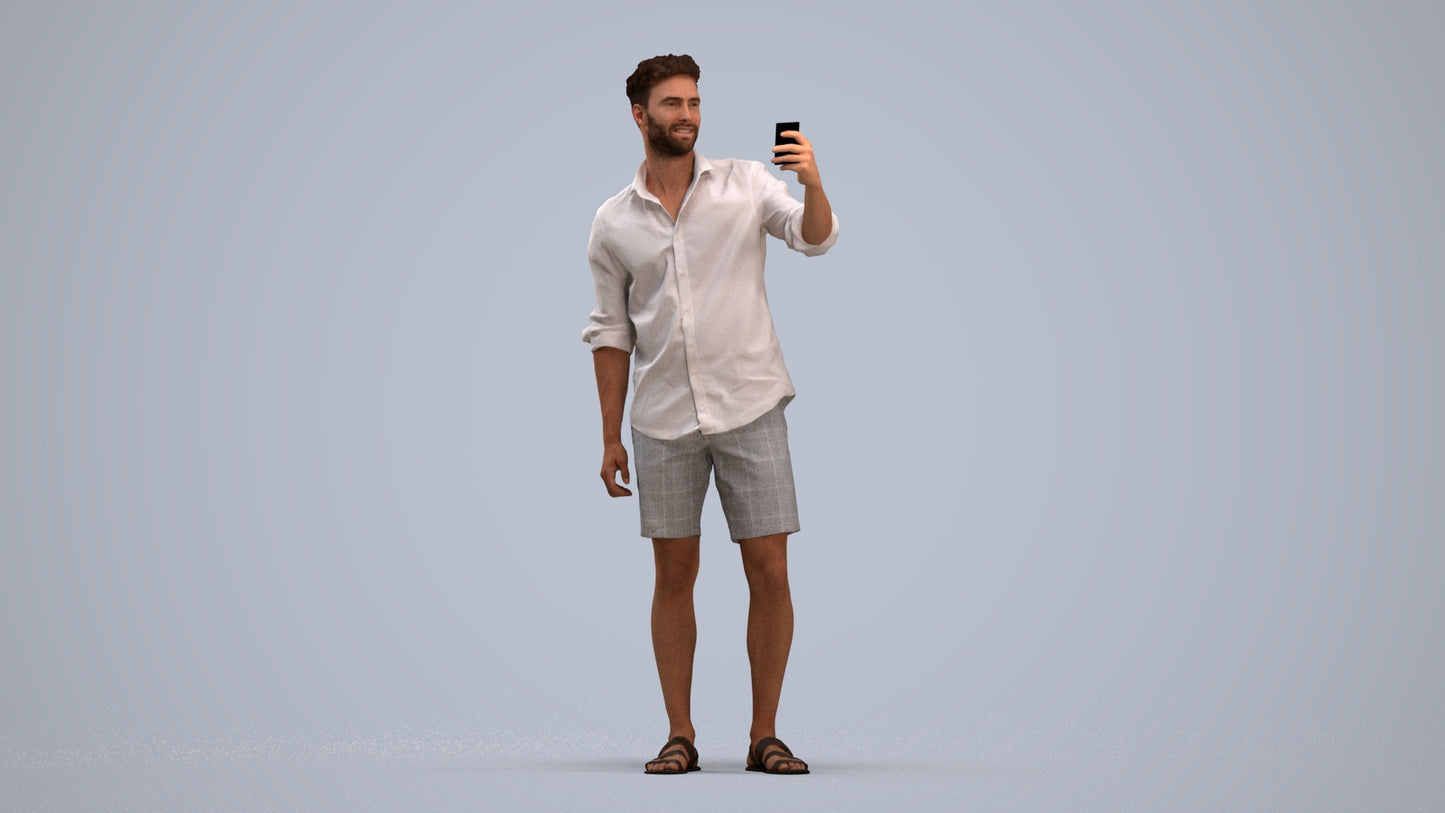 photogrammetry 3D man casual standing, realistic human model archviz FBX, standing pose render