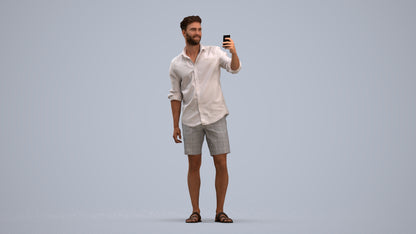 photogrammetry 3D man casual standing, realistic human model archviz FBX, standing pose render