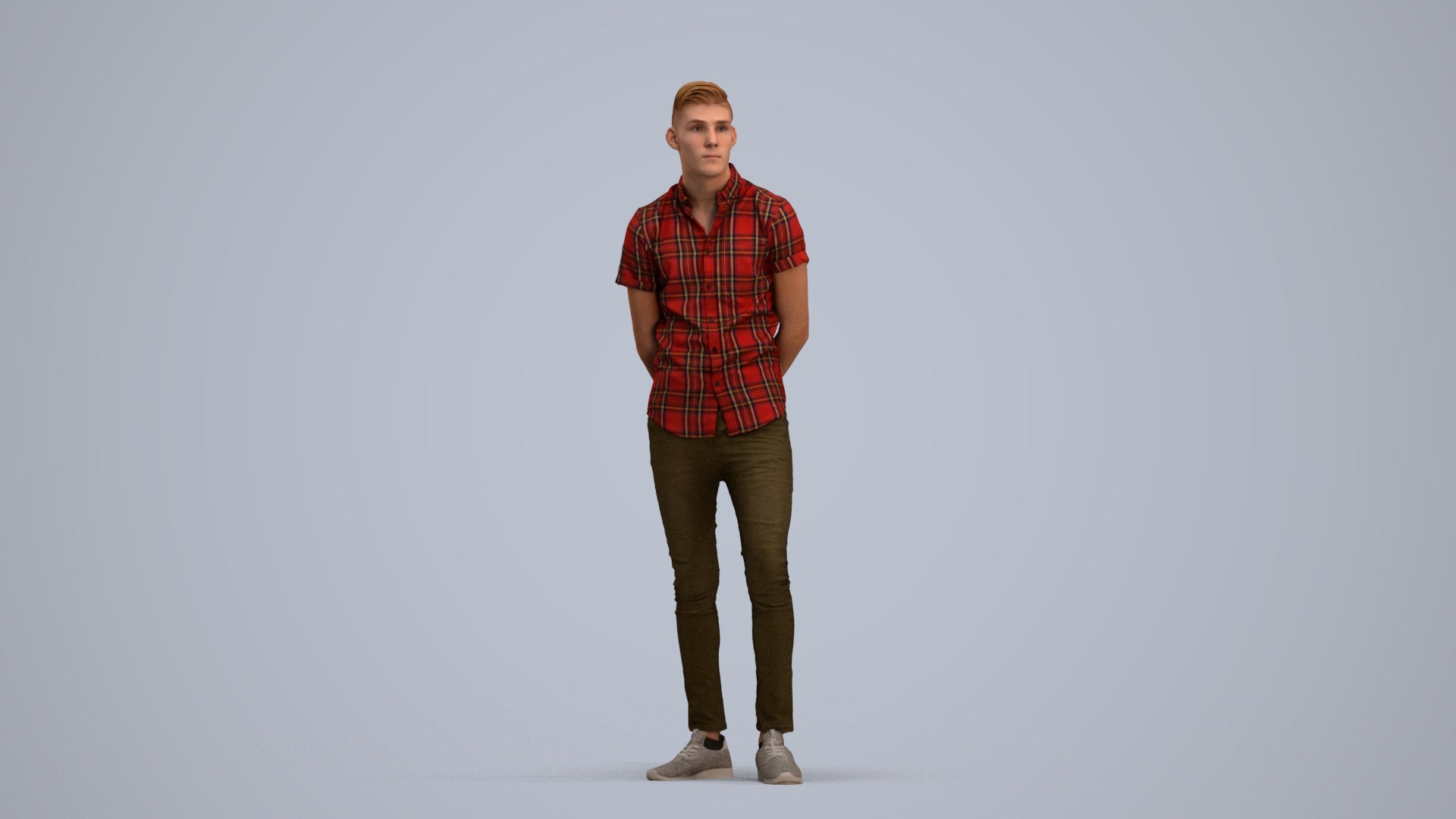 realistic 3D man casual standing, scanned archviz people for Blender and 3ds Max, standing pose render