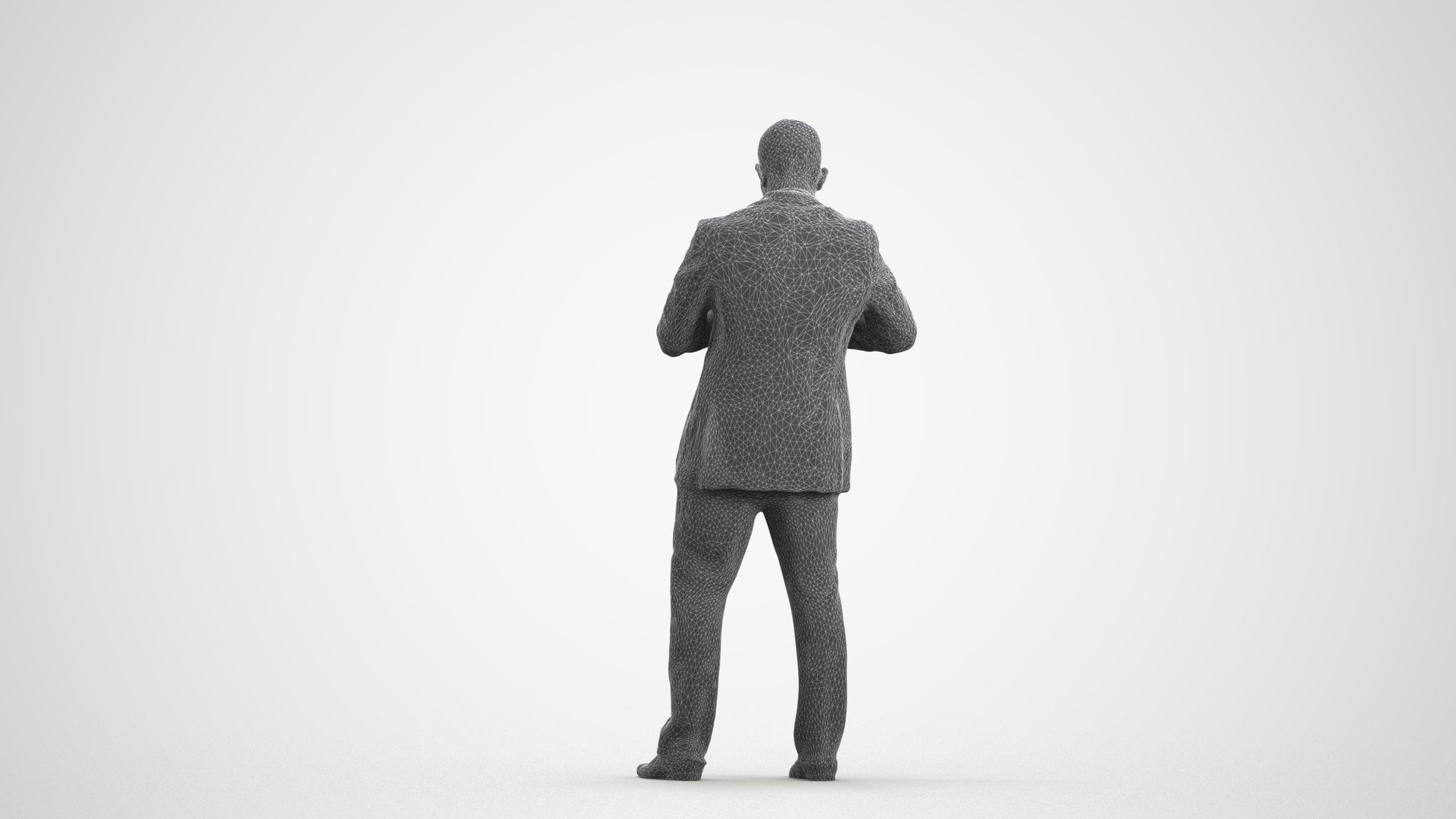 realistic 3D people man business, render-ready for V-Ray and Corona, FBX OBJ, wireframe front view