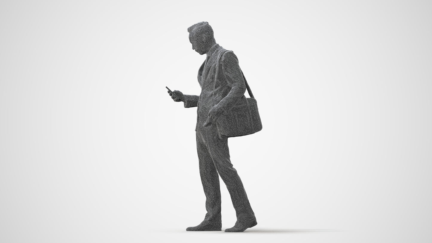 3D scanned man business formal, photorealistic archviz people for Enscape and SketchUp, square thumbnail