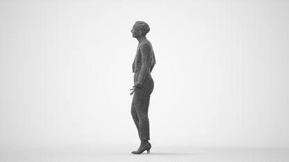 3D human model woman business, photogrammetry scanned person for archviz, square thumbnail