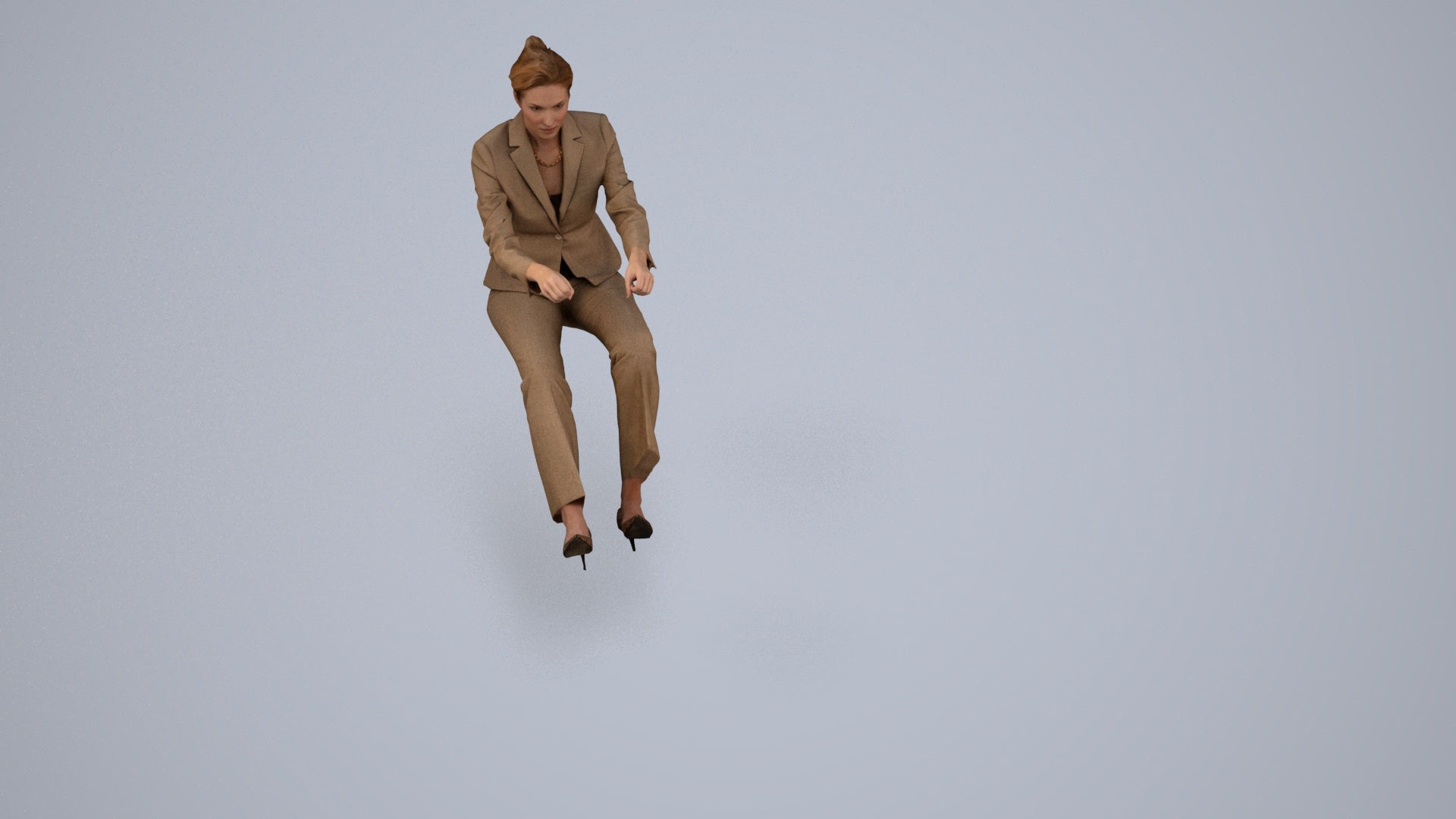 3D scanned woman driving business, photorealistic archviz people for Enscape and SketchUp, back view render