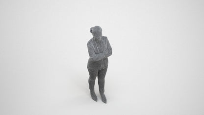 scanned 3D woman business standing, photogrammetry people for Enscape and V-Ray, wireframe three-quarter view