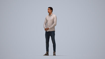 realistic 3D people man casual standing, render-ready for V-Ray and Corona, FBX OBJ, top-down view render