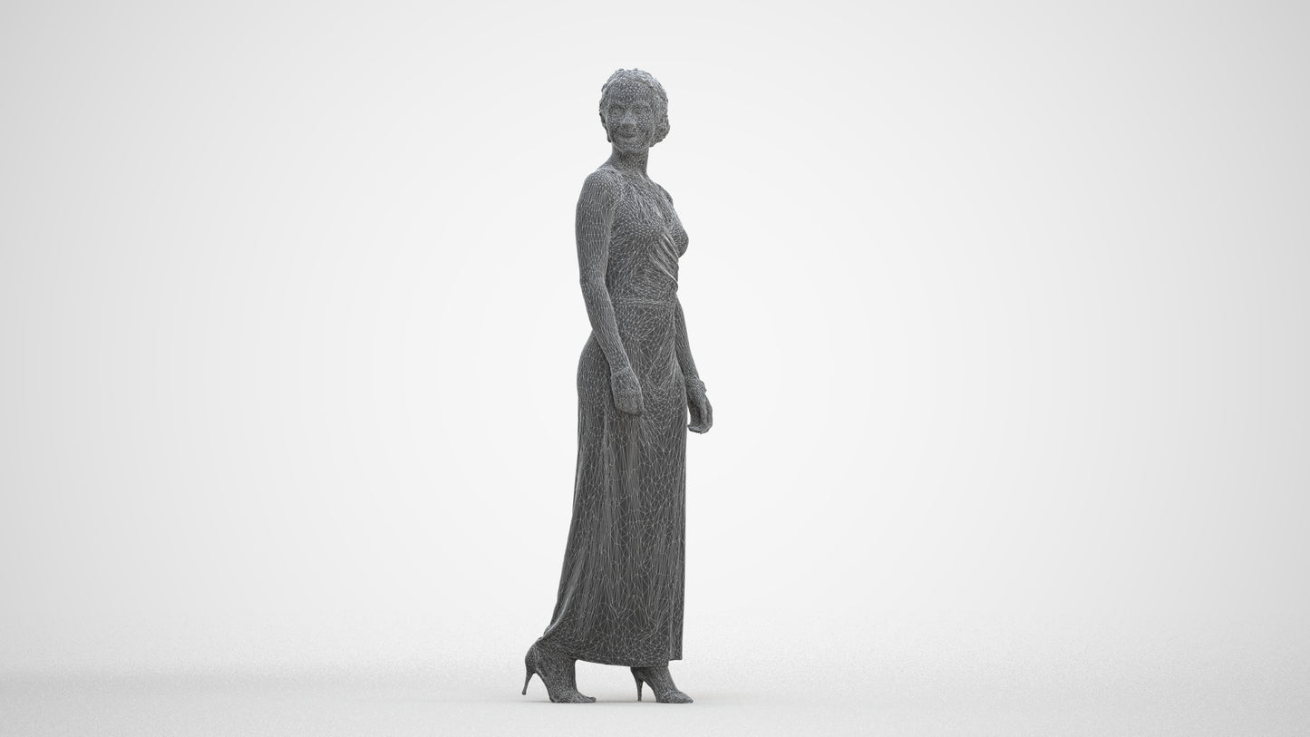 3D people model woman formal formalaffairs, scanned human for 3ds Max rendering, three-quarter front view render