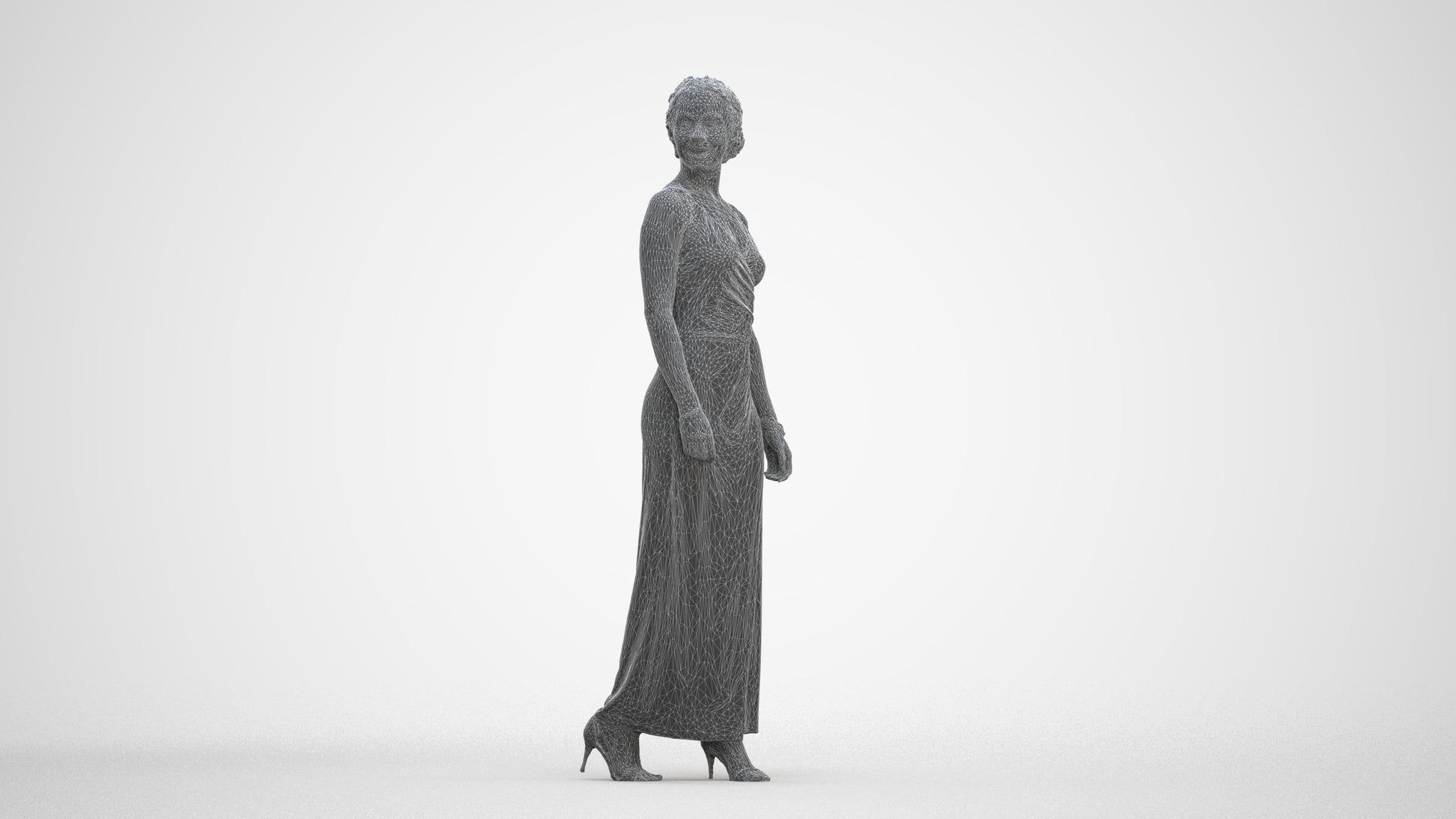 3D people model woman formal formalaffairs, scanned human for 3ds Max rendering, three-quarter front view render