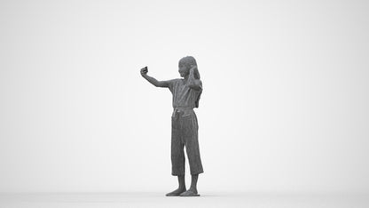 realistic 3D girl kids, scanned archviz people for Blender and 3ds Max, wireframe back view