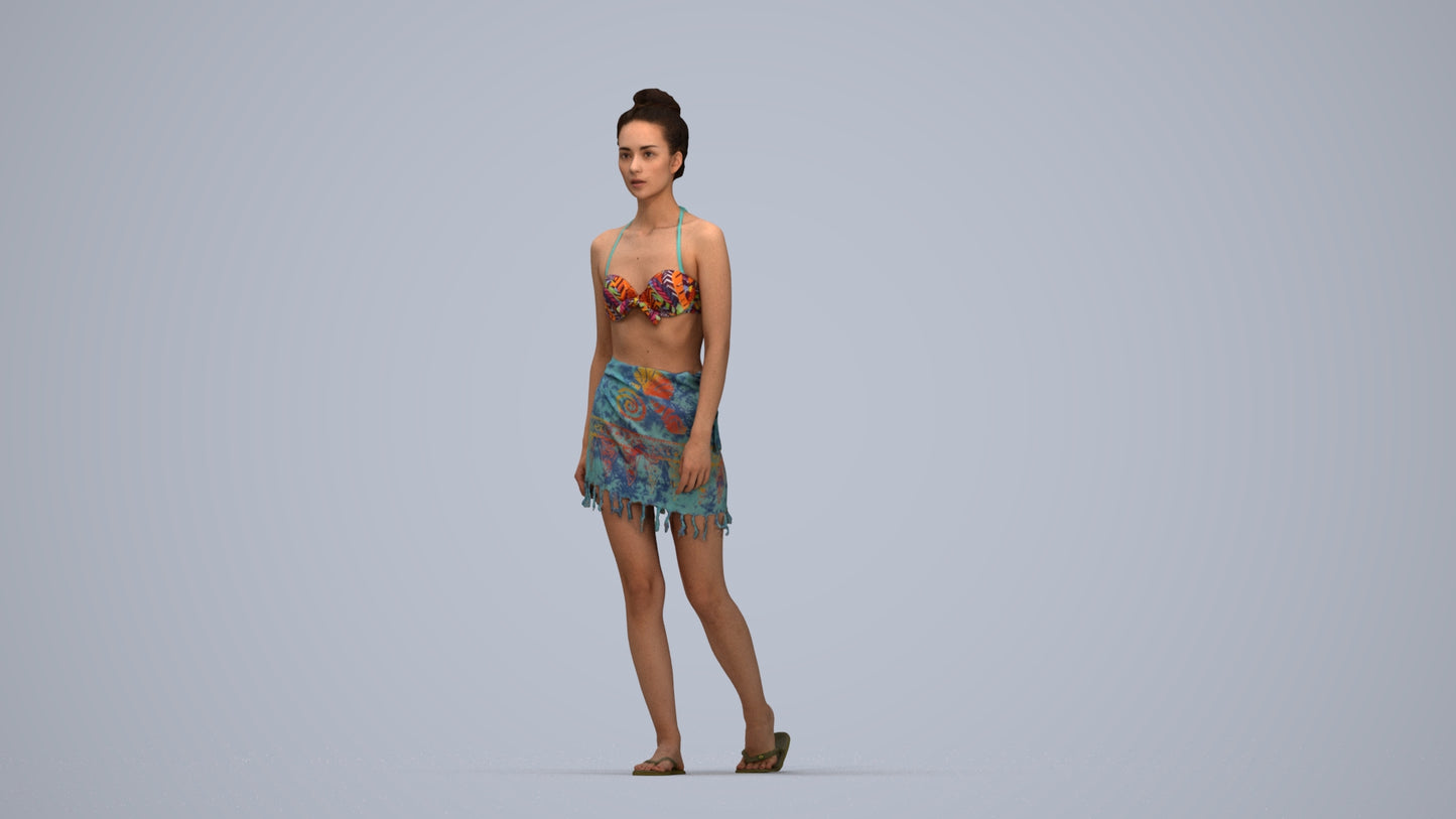 scanned 3D woman pool, photogrammetry people for Enscape and V-Ray, top-down view render