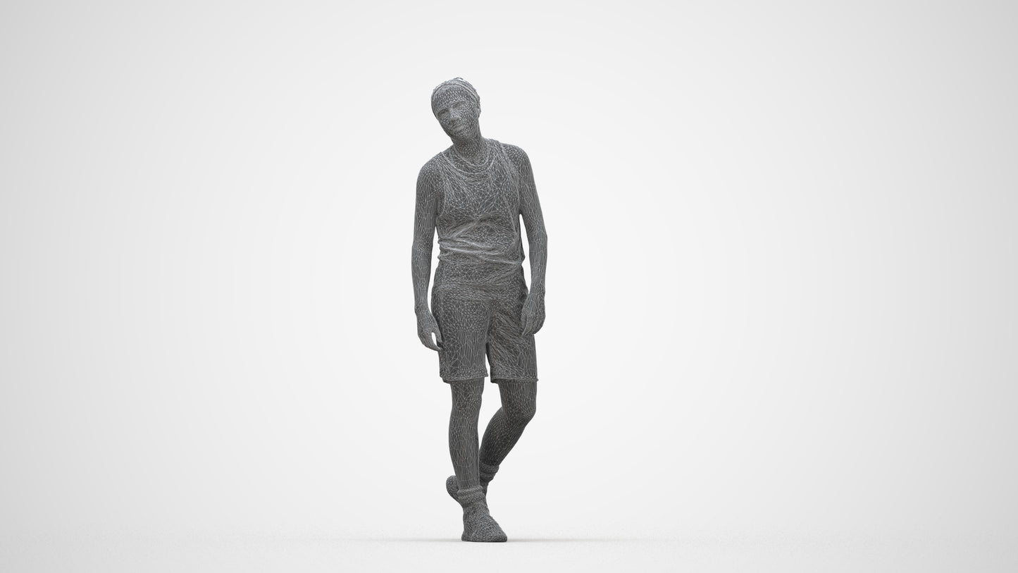 realistic 3D human woman sport, archviz people FBX OBJ for Blender, wireframe back view