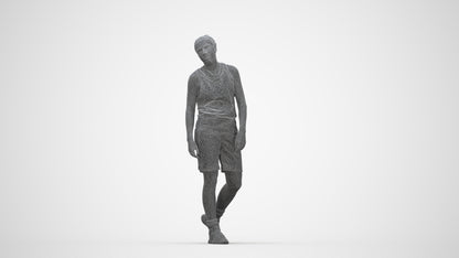realistic 3D human woman sport, archviz people FBX OBJ for Blender, wireframe back view