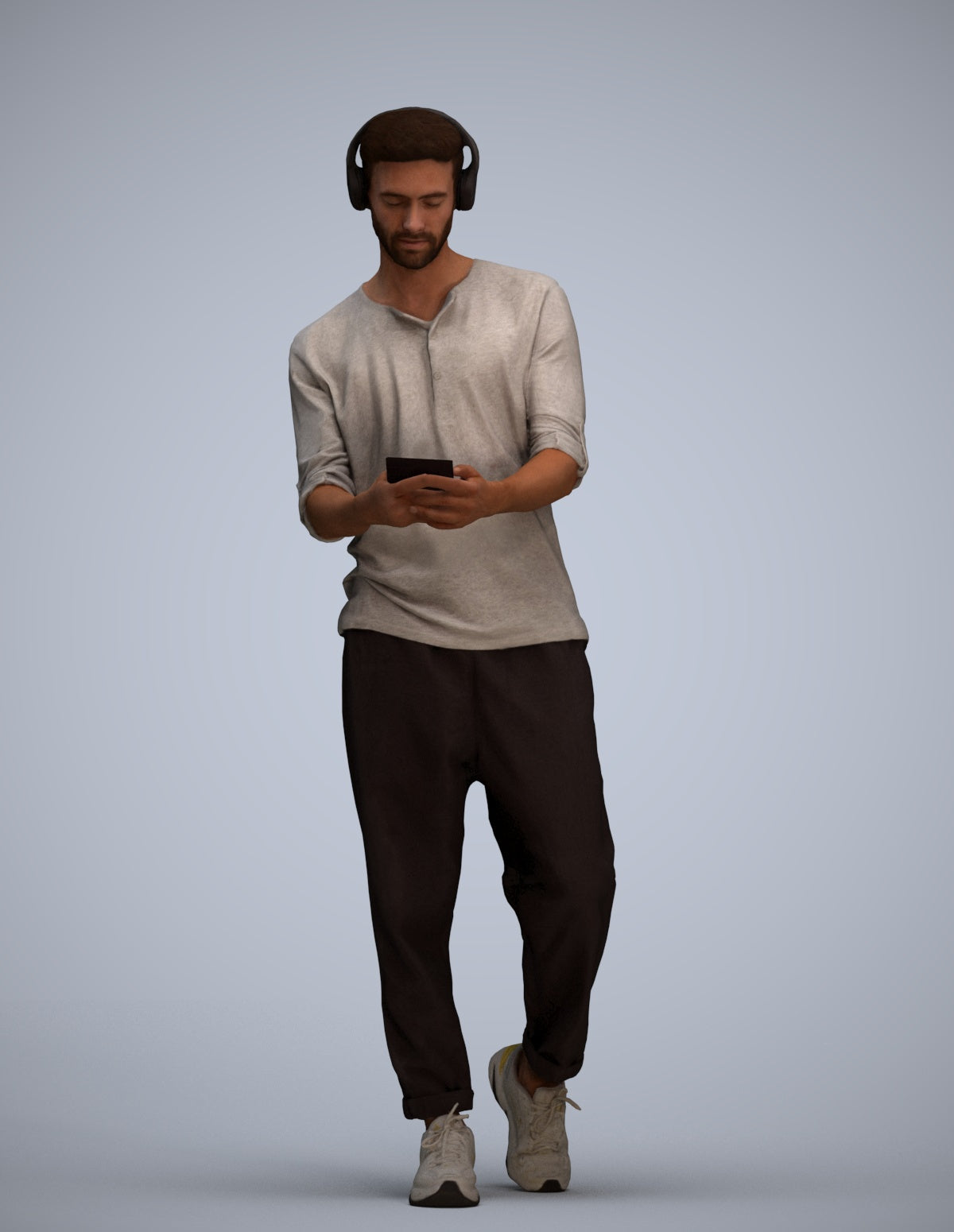 3D scanned man standing casual, photorealistic archviz people for Enscape and SketchUp