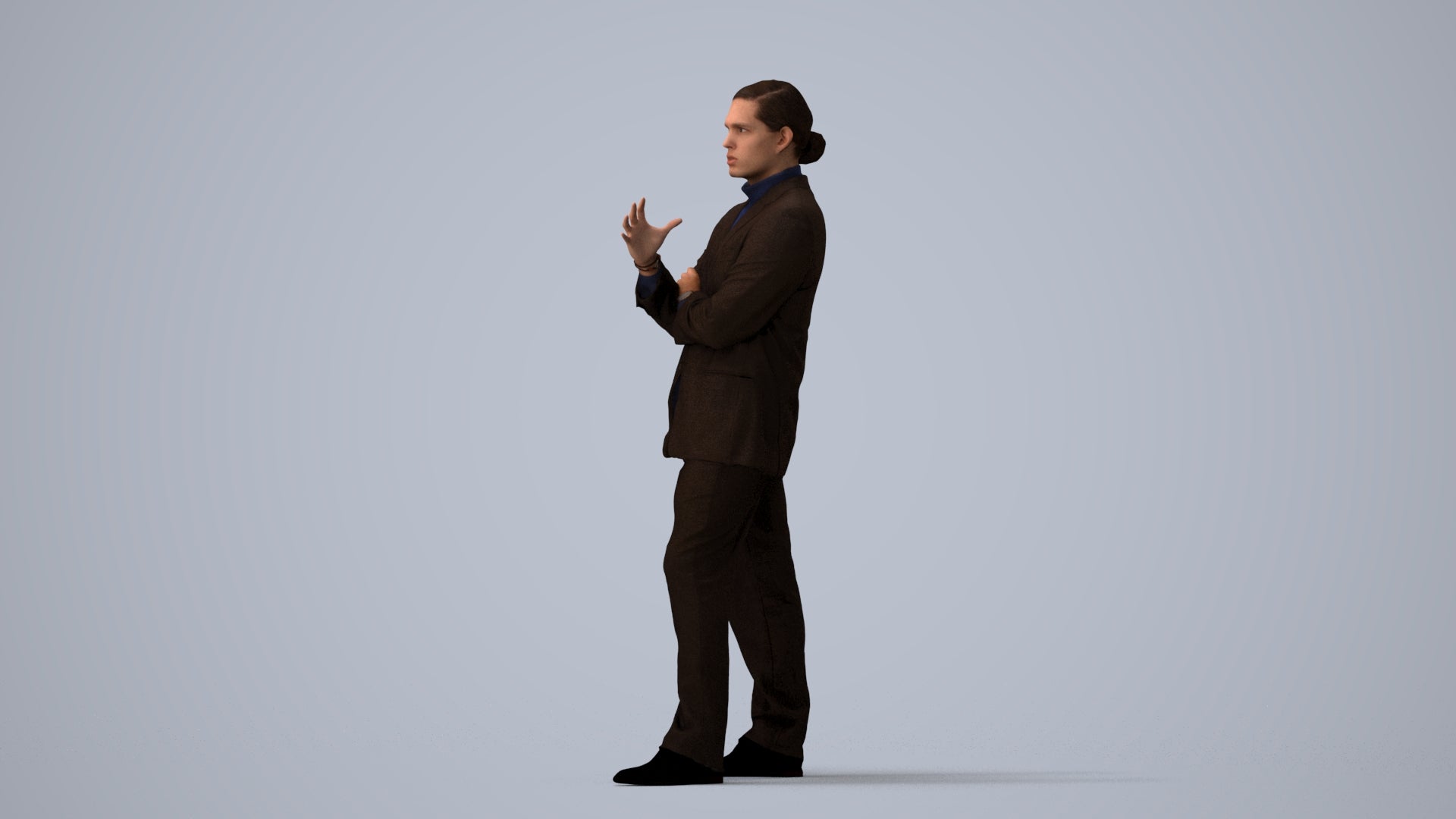 scanned 3D man business, photogrammetry people for Enscape and V-Ray, three-quarter view render