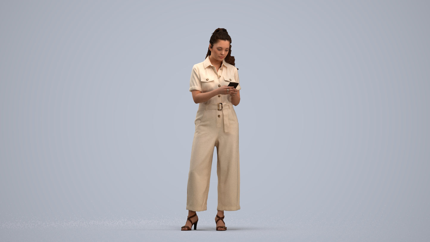 3D people model woman formal standing, scanned human for 3ds Max rendering, standing pose render