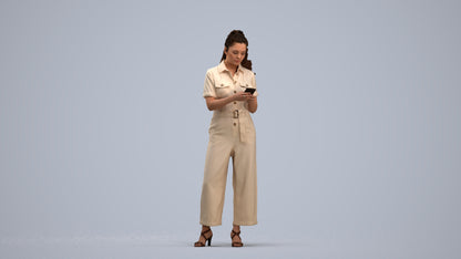 3D people model woman formal standing, scanned human for 3ds Max rendering, standing pose render
