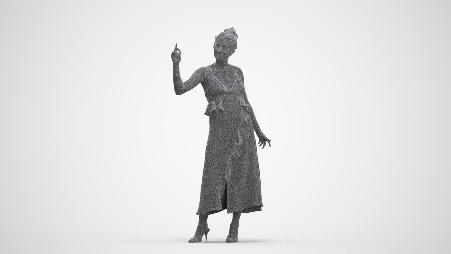 scanned 3D woman formal formalaffairs, photogrammetry people for Enscape and V-Ray, three-quarter front view render