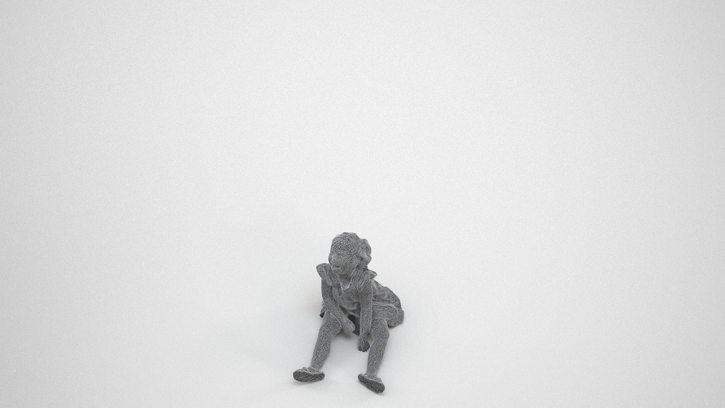 photogrammetry 3D girl casual kids, realistic human model archviz FBX, wireframe three-quarter view