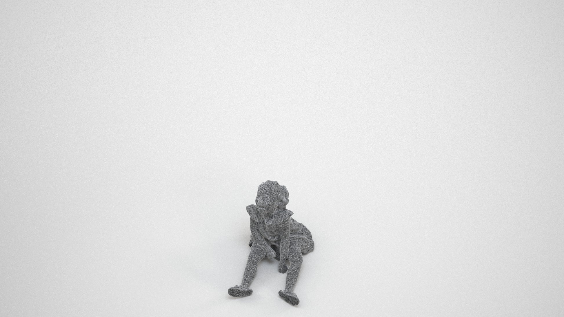 photogrammetry 3D girl casual kids, realistic human model archviz FBX, wireframe three-quarter view