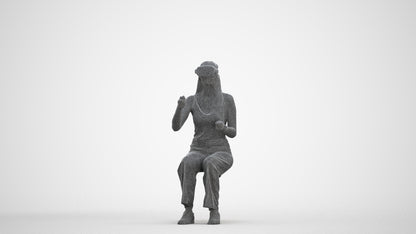 photogrammetry 3D woman casual sitting, realistic human model archviz FBX, three-quarter front view render
