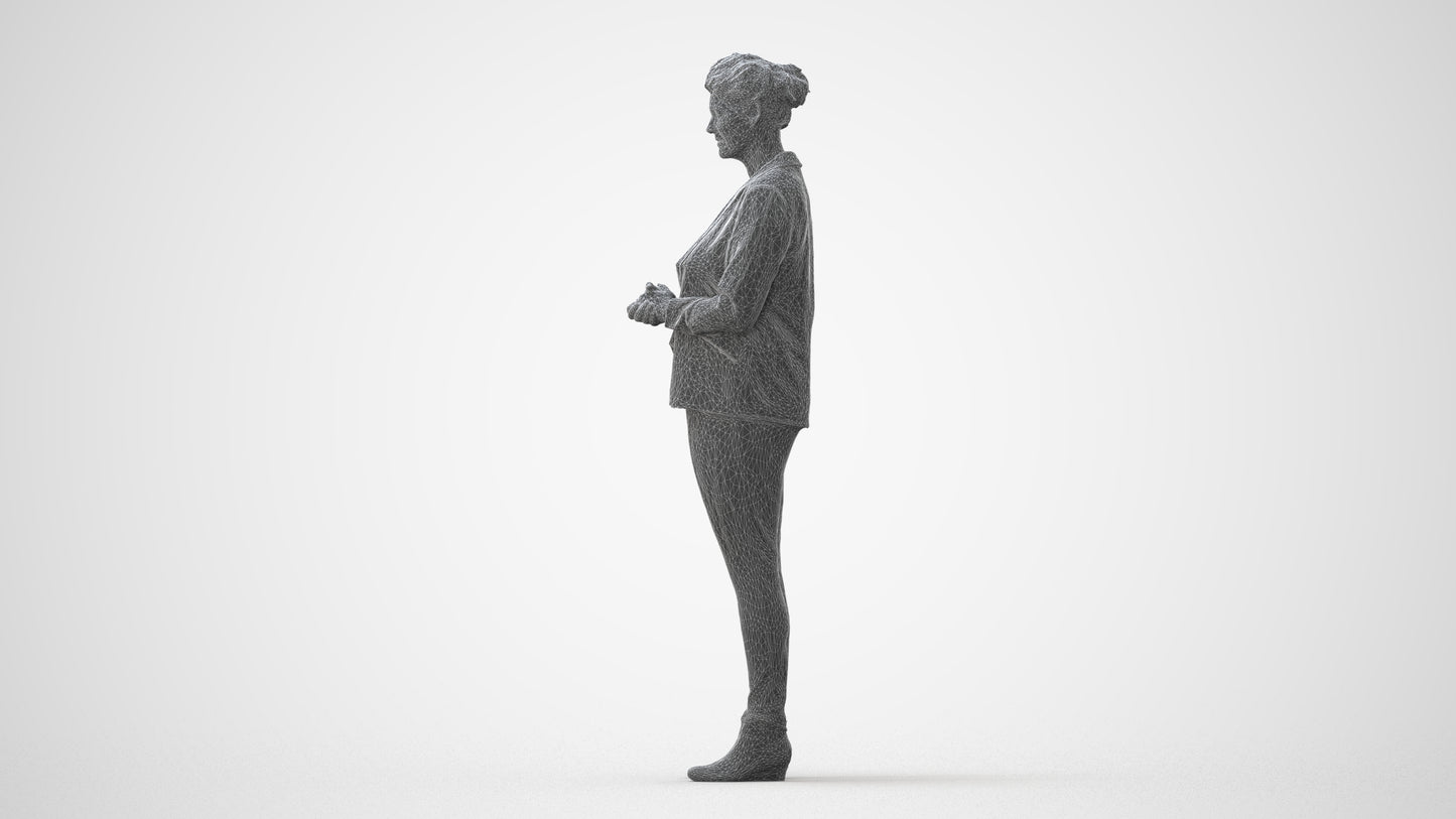 realistic 3D human woman business standing, archviz people FBX OBJ for Blender, square thumbnail