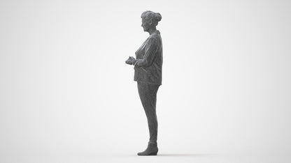 realistic 3D human woman business standing, archviz people FBX OBJ for Blender, square thumbnail
