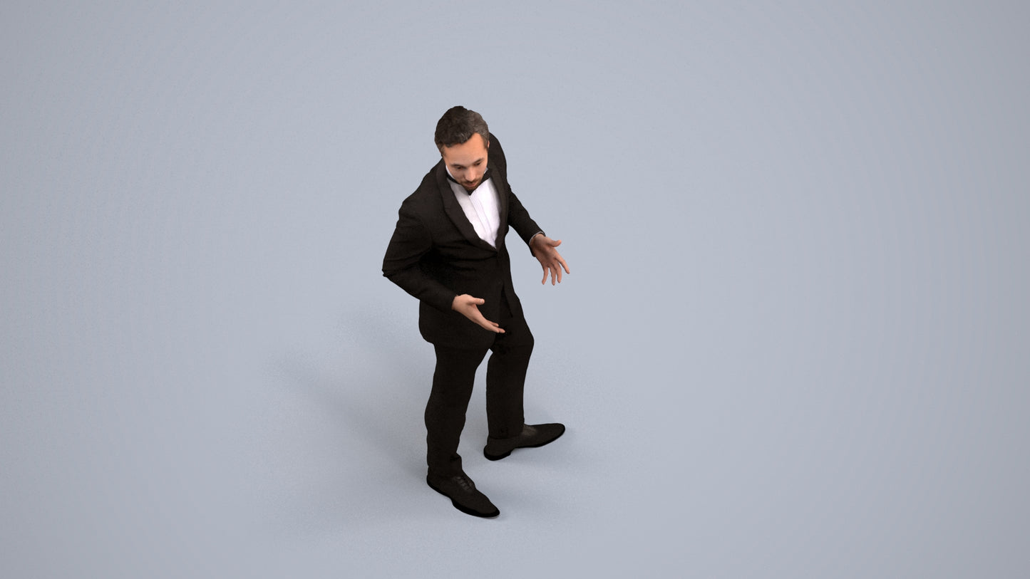 3D people model man formal formalaffairs, scanned human for 3ds Max rendering, back view render