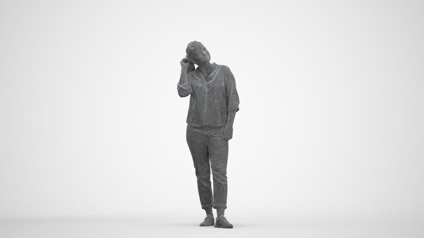realistic 3D people woman casual standing, render-ready for V-Ray and Corona, FBX OBJ, three-quarter front view render
