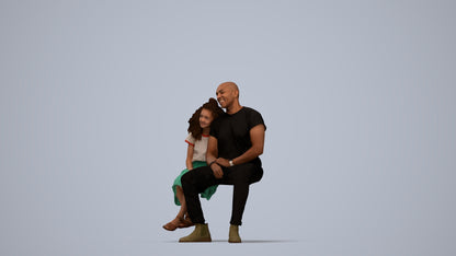 3D scanned girl kids casual, photorealistic archviz people for Enscape and SketchUp, top-down view render