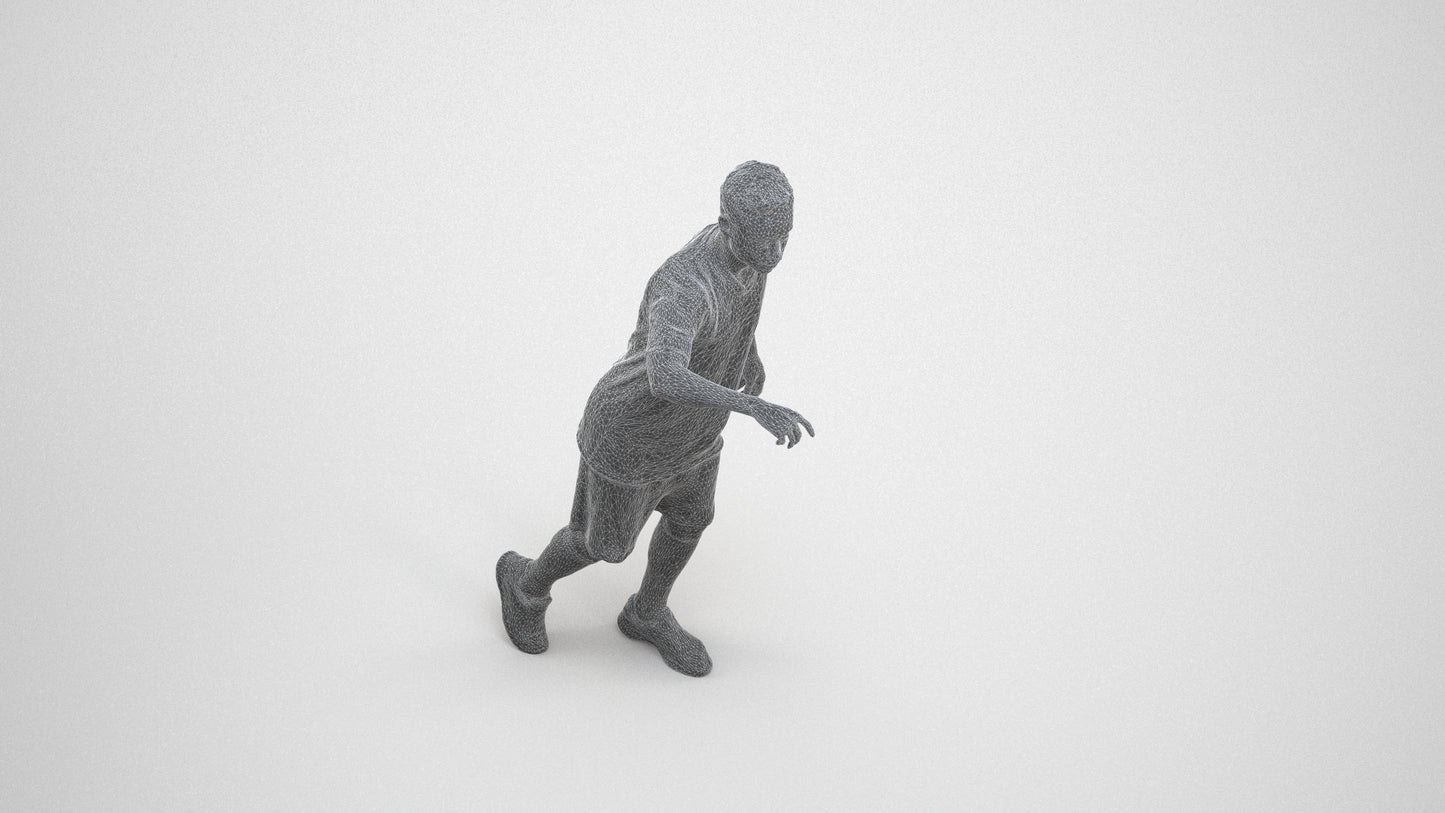 realistic 3D people man sport, render-ready for V-Ray and Corona, FBX OBJ, wireframe three-quarter view