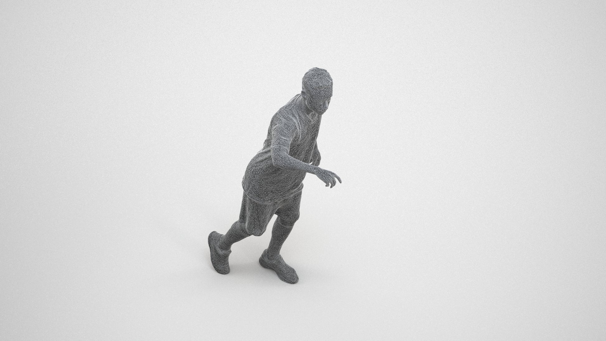 realistic 3D people man sport, render-ready for V-Ray and Corona, FBX OBJ, wireframe three-quarter view