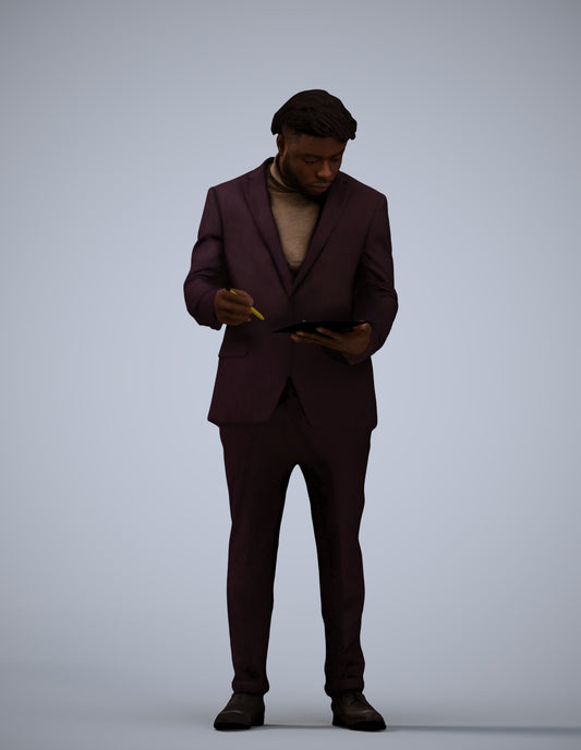 realistic 3D man business, scanned archviz people for Blender and 3ds Max