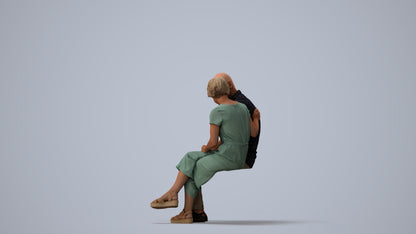 realistic 3D senior woman casual couple, scanned archviz people for Blender and 3ds Max, three-quarter view render
