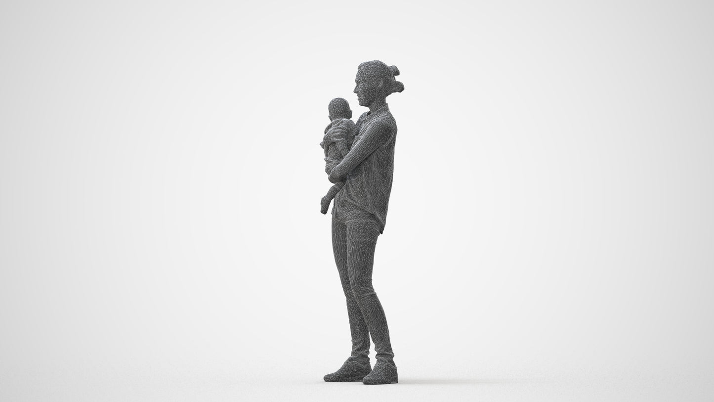 realistic 3D people woman casual kids, render-ready for V-Ray and Corona, FBX OBJ, square thumbnail