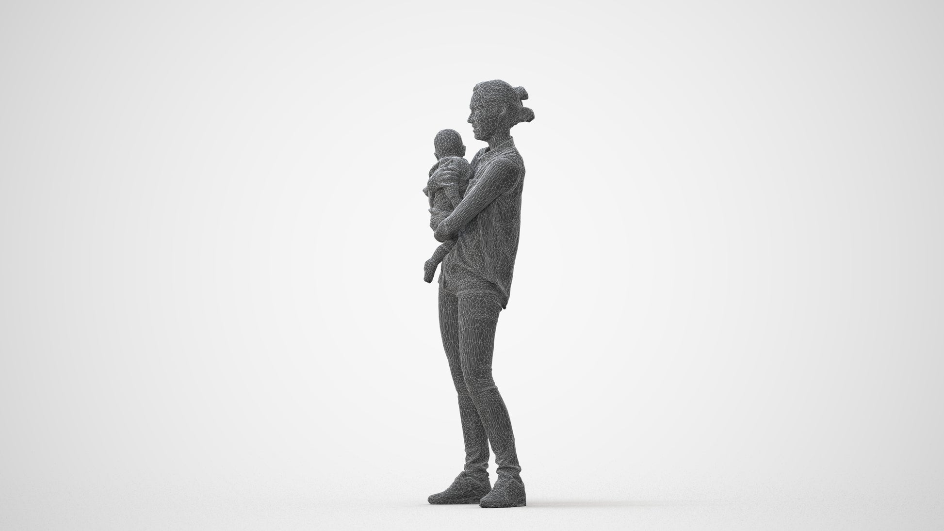 realistic 3D people woman casual kids, render-ready for V-Ray and Corona, FBX OBJ, square thumbnail